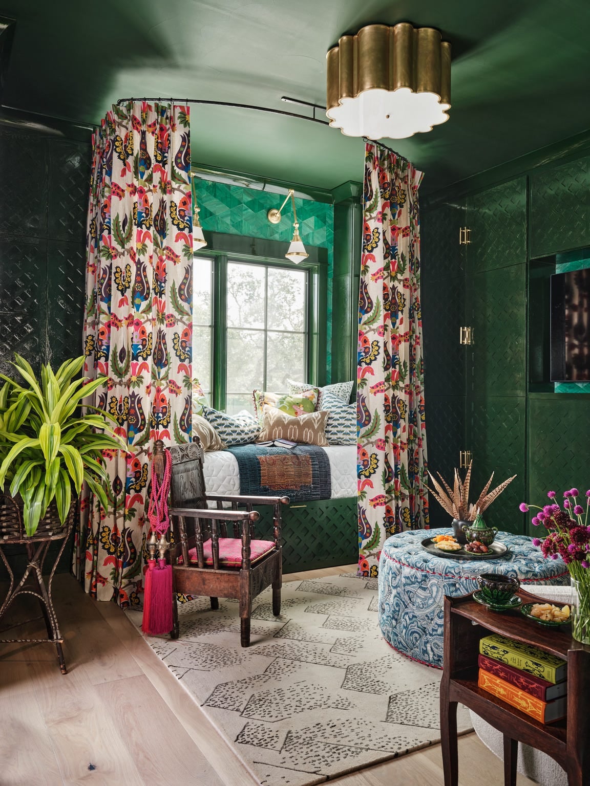 Bohemian room in jewel tones by French and French Interiors. Photo: House Beautiful