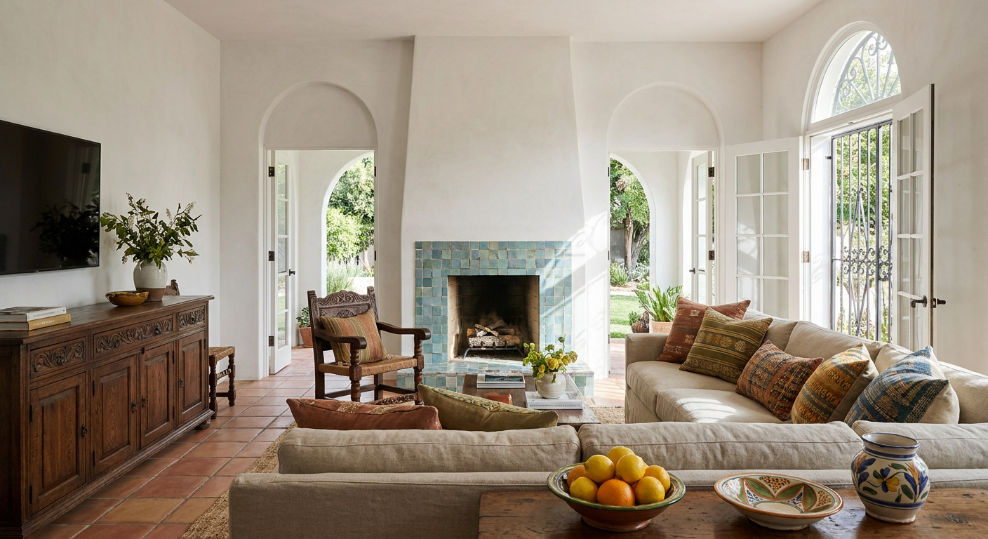 Mediterranean living room example render
