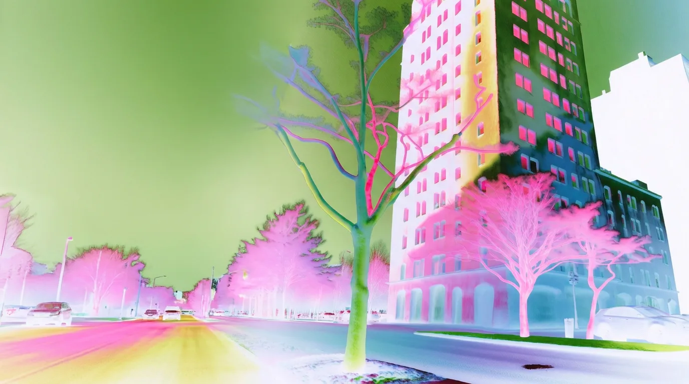 Colourful architectural building rendered in Krea