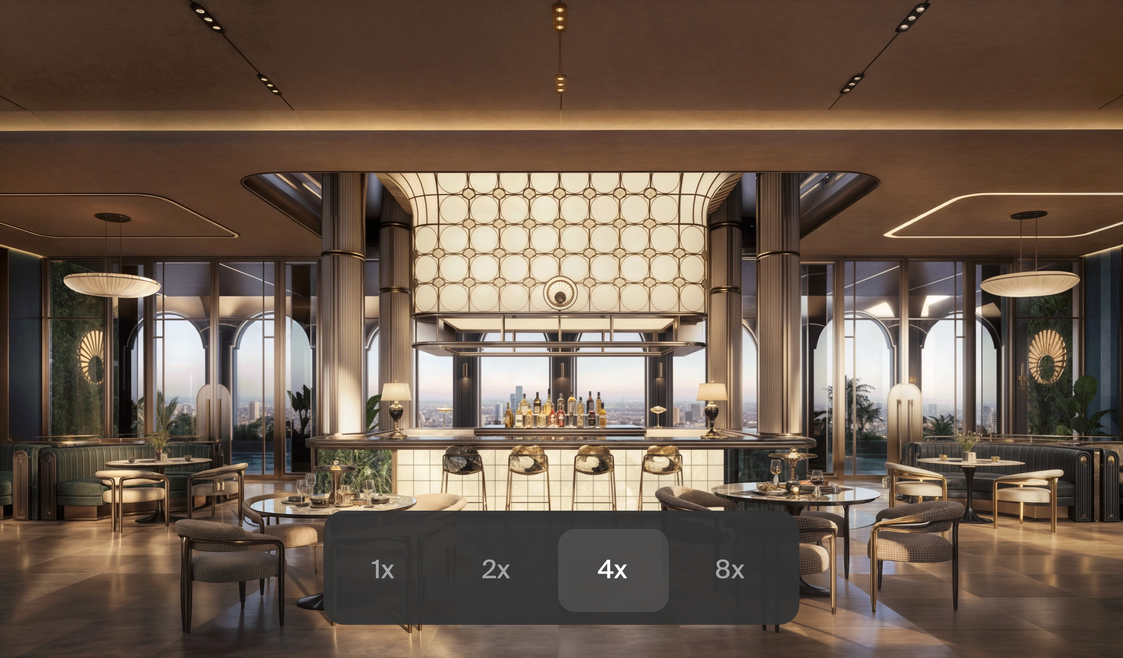 A detailed interior render produced with a saved workflow