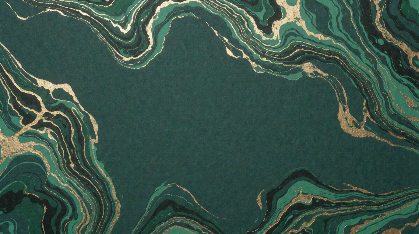 Emerald green marbled business card background texture with gold vein detailing, a raw Krea 2 generation of the prompt above