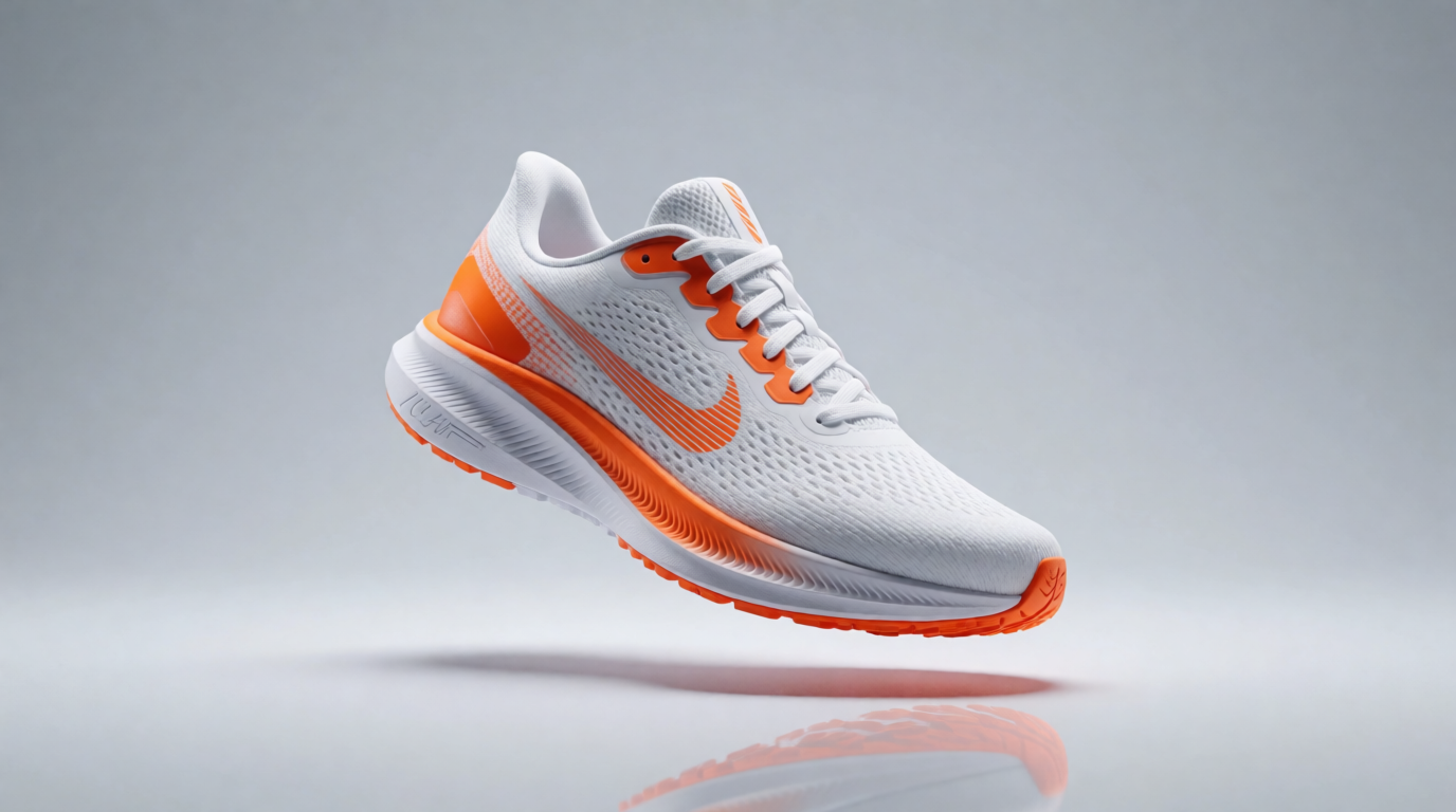 AI-generated studio product shot of a running sneaker
