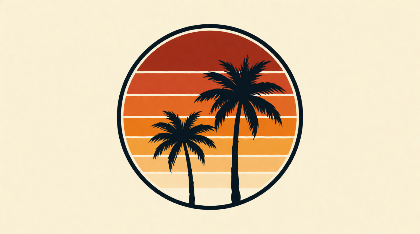 Raw Krea 2 output of the streetwear prompt above: an orange and cream vintage sunset graphic with "ENDLESS SUMMER" varsity-style lettering