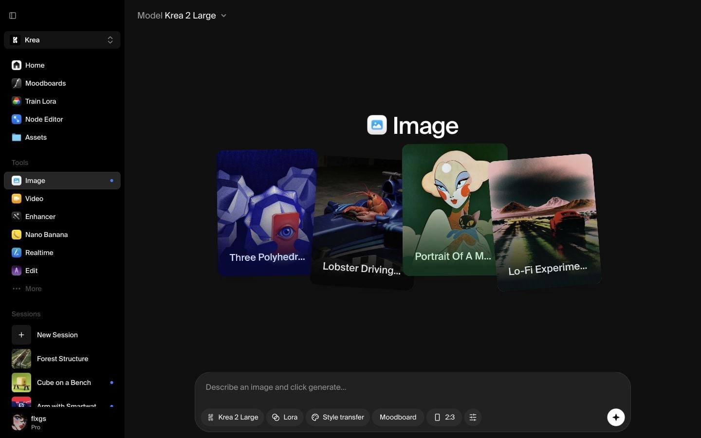 Krea Image mit ausgewähltem Krea 2 Large