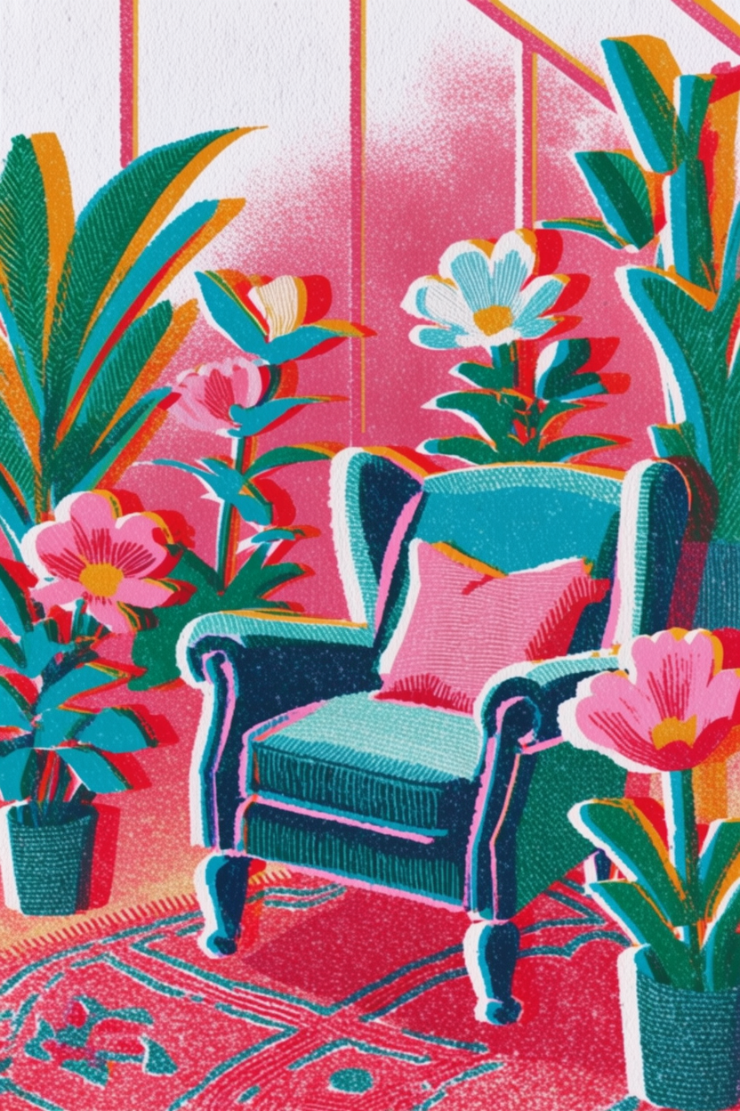 Florales Gewächshaus-Interieur, generiert mit einer Stiltransfer-Voreinstellung