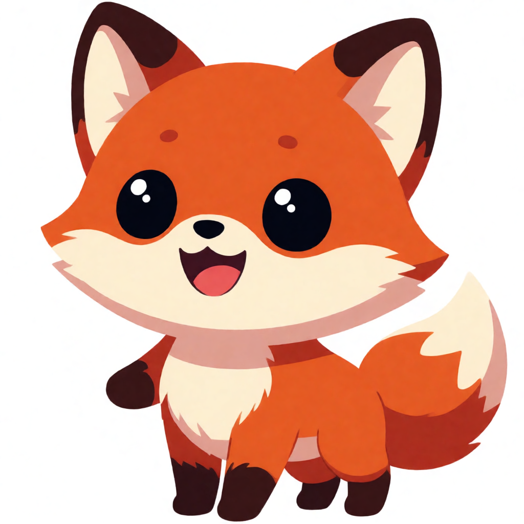 Cartoon fox character sticker generated with Krea 2 from the prompt above
