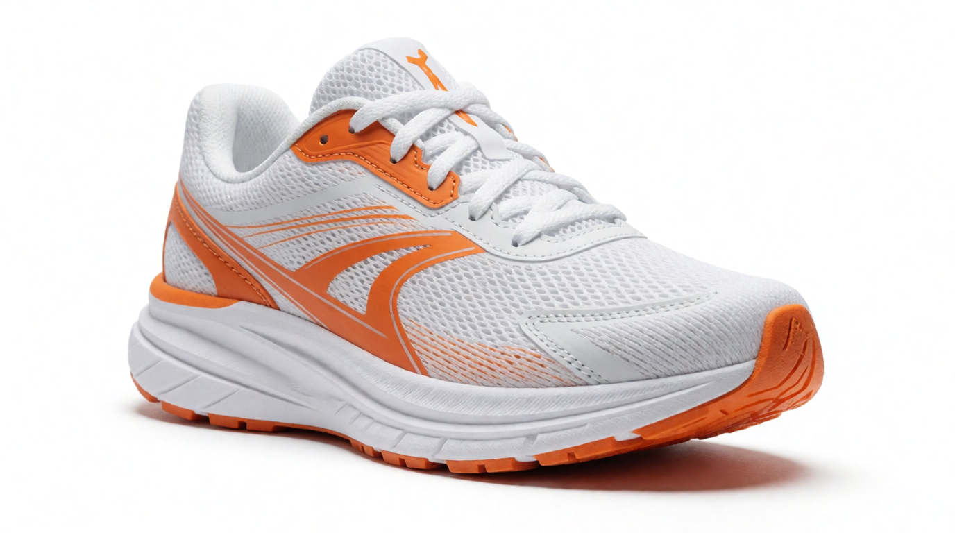 Raw Krea 2 output of the sneaker prompt above — a generated product shot on white
