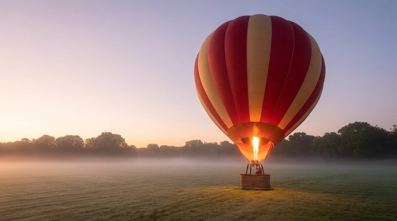 The same field, the balloon inflated and upright