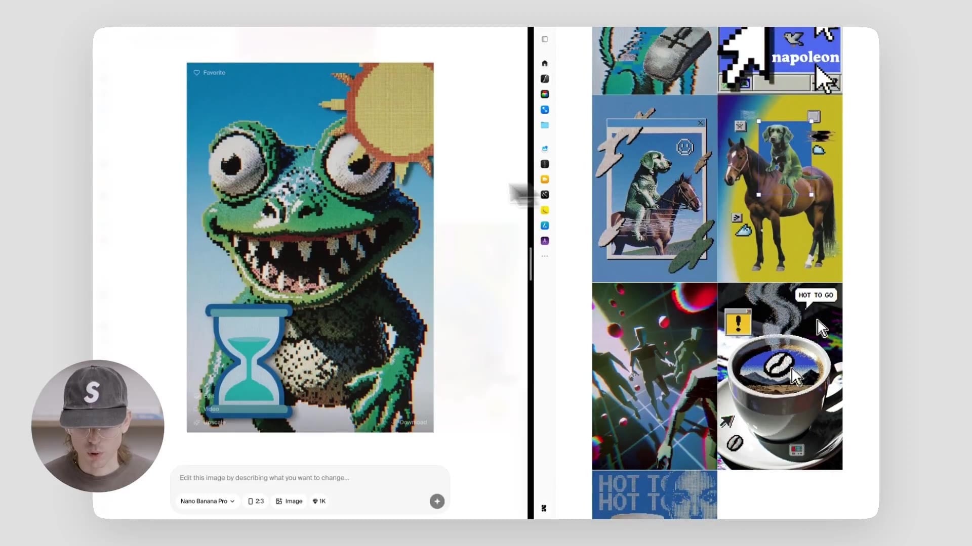 Retro web moodboard preset applied to the frog prompt