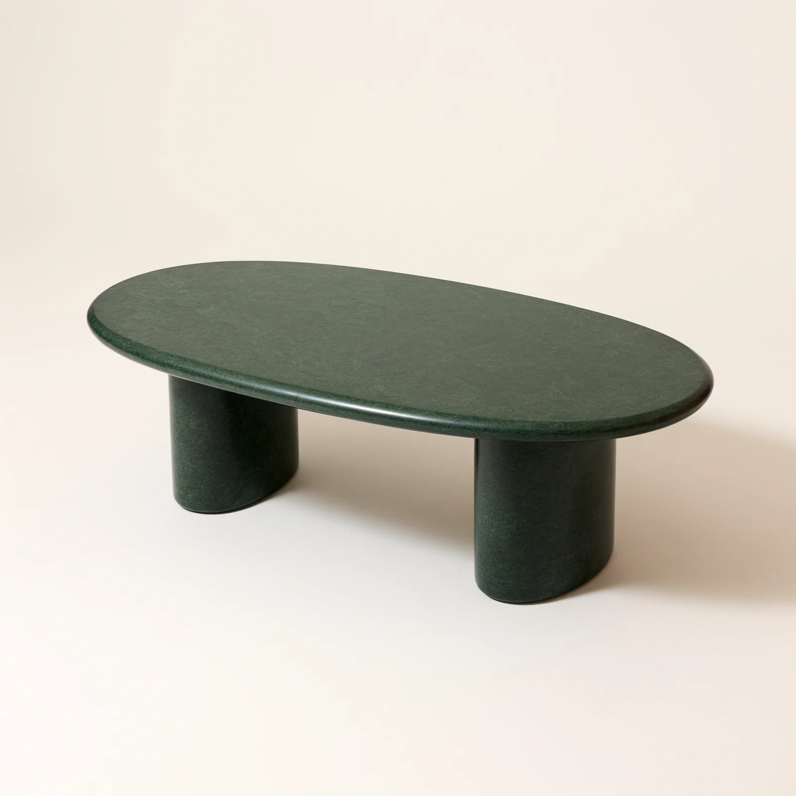 Green marble oval coffee table