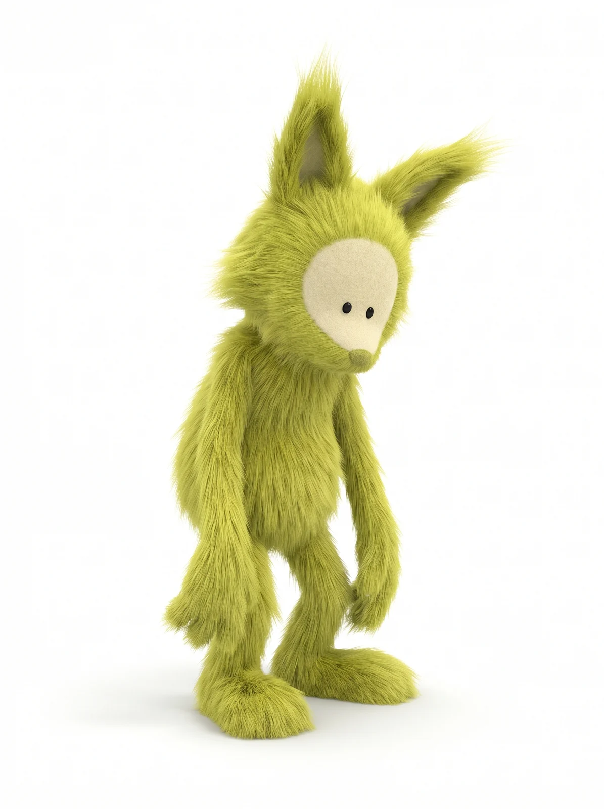 Lime shaggy plush creature