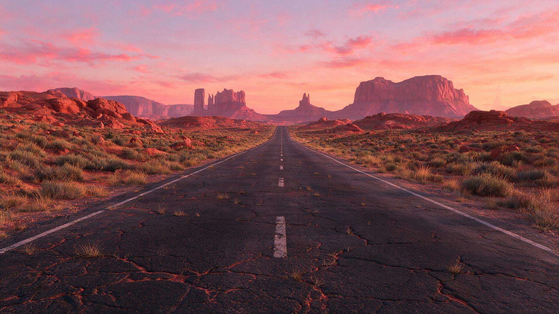 The road at dawn, empty
