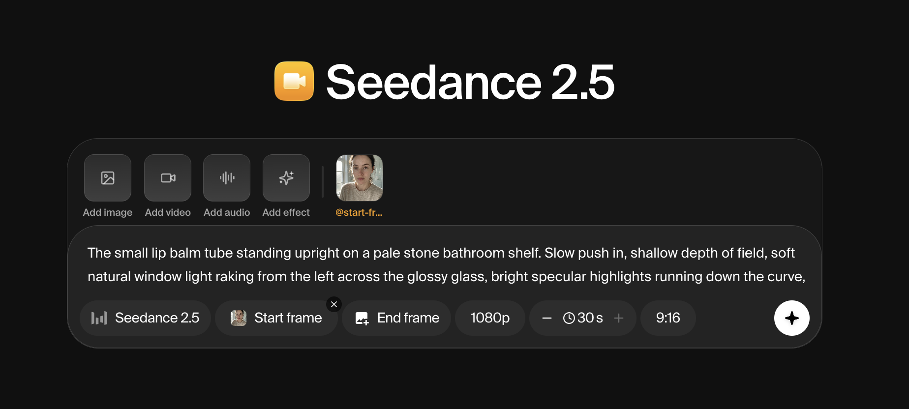 The Seedance 2.5 composer in Krea