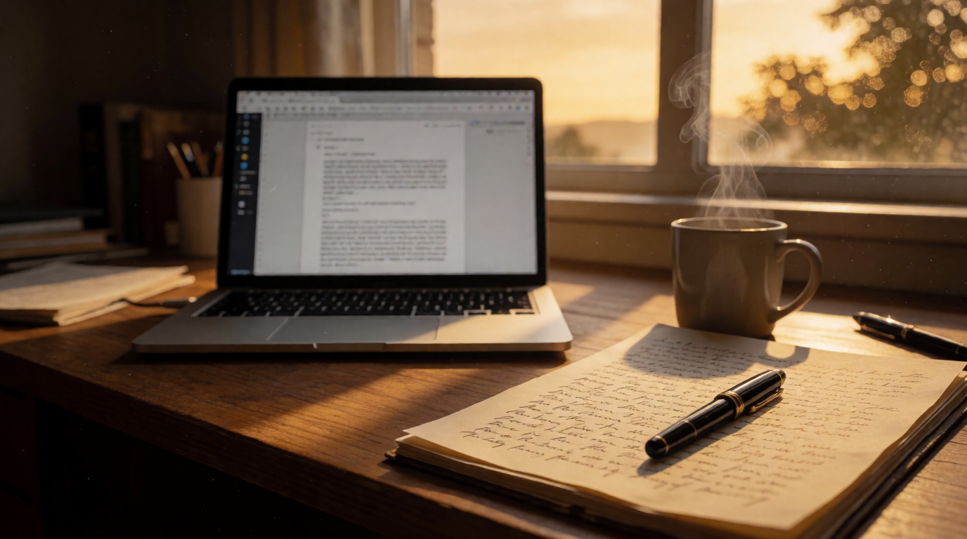 A writer's desk by a window — generated with Krea 2