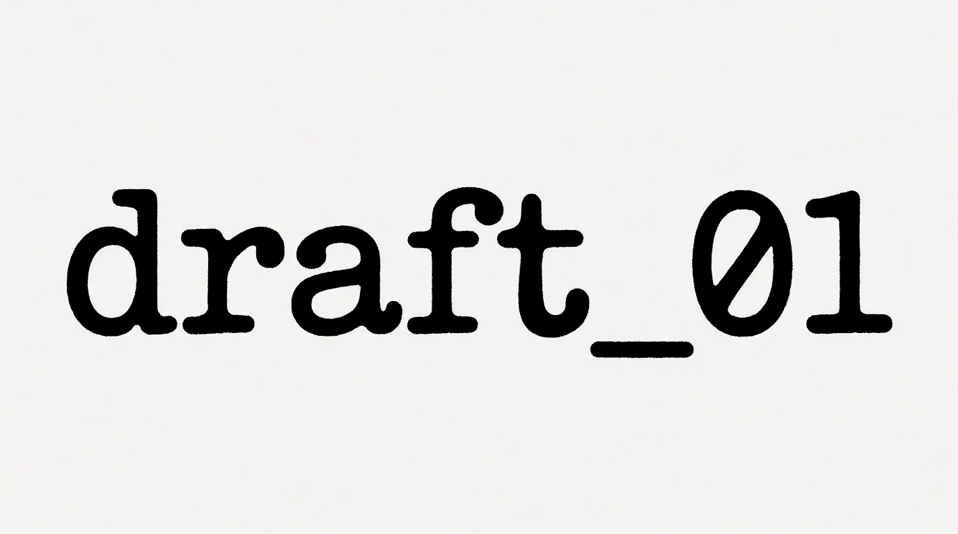 Raw Krea 2 output: the text draft_01 in a black monospaced typewriter font on an off-white background