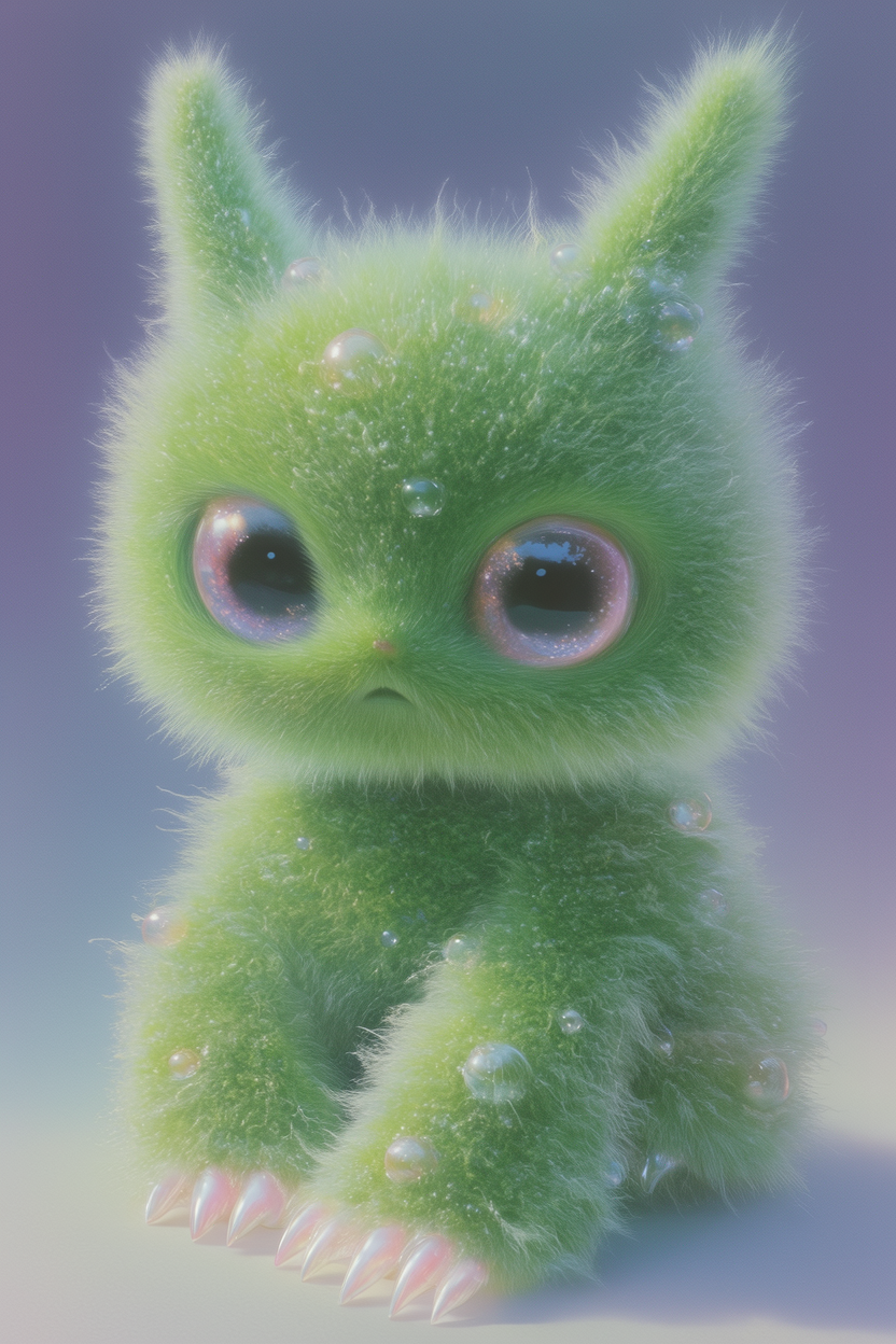 Green fluffy creature, Krea 2 LoRA by beccu.studio