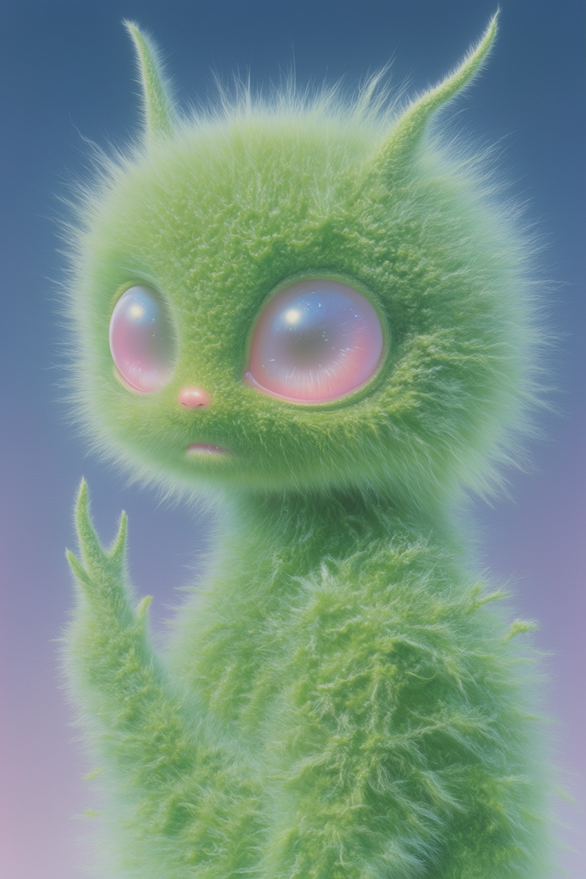 Another green fluffy creature, Krea 2 LoRA by beccu.studio