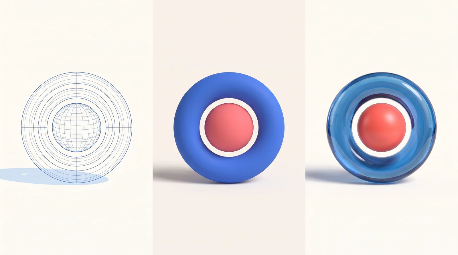 A motion design evolving from wireframe to shaded and finished artwork