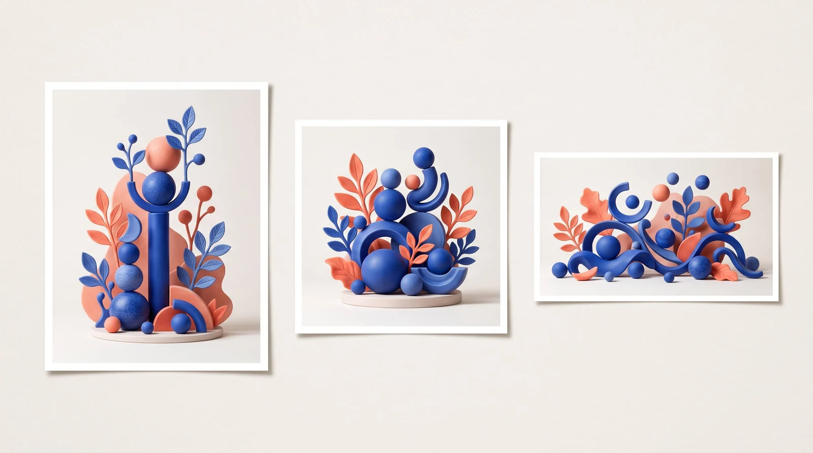 Coordinated visual assets composed for portrait, square, and landscape frames