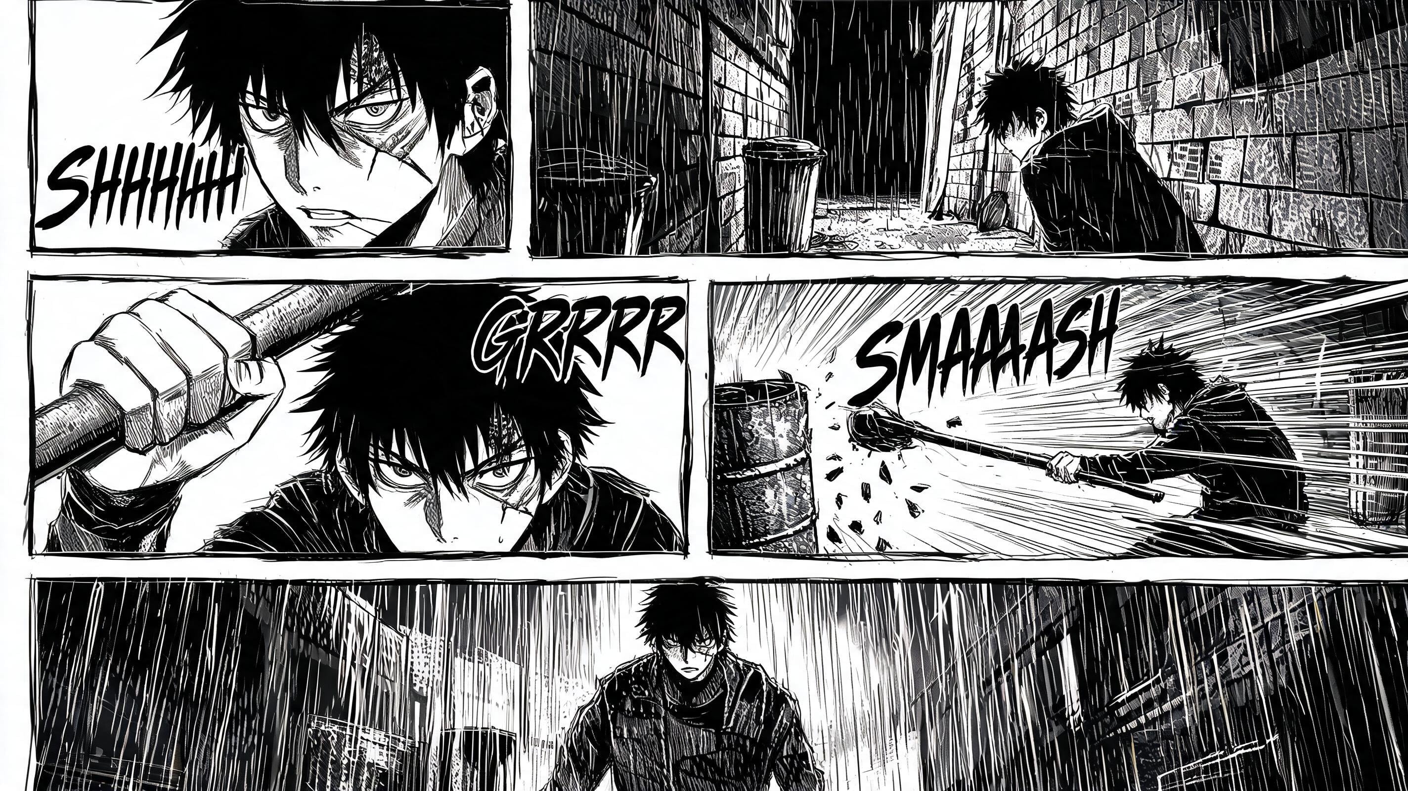 Japanese Manga Storyboard Page example render