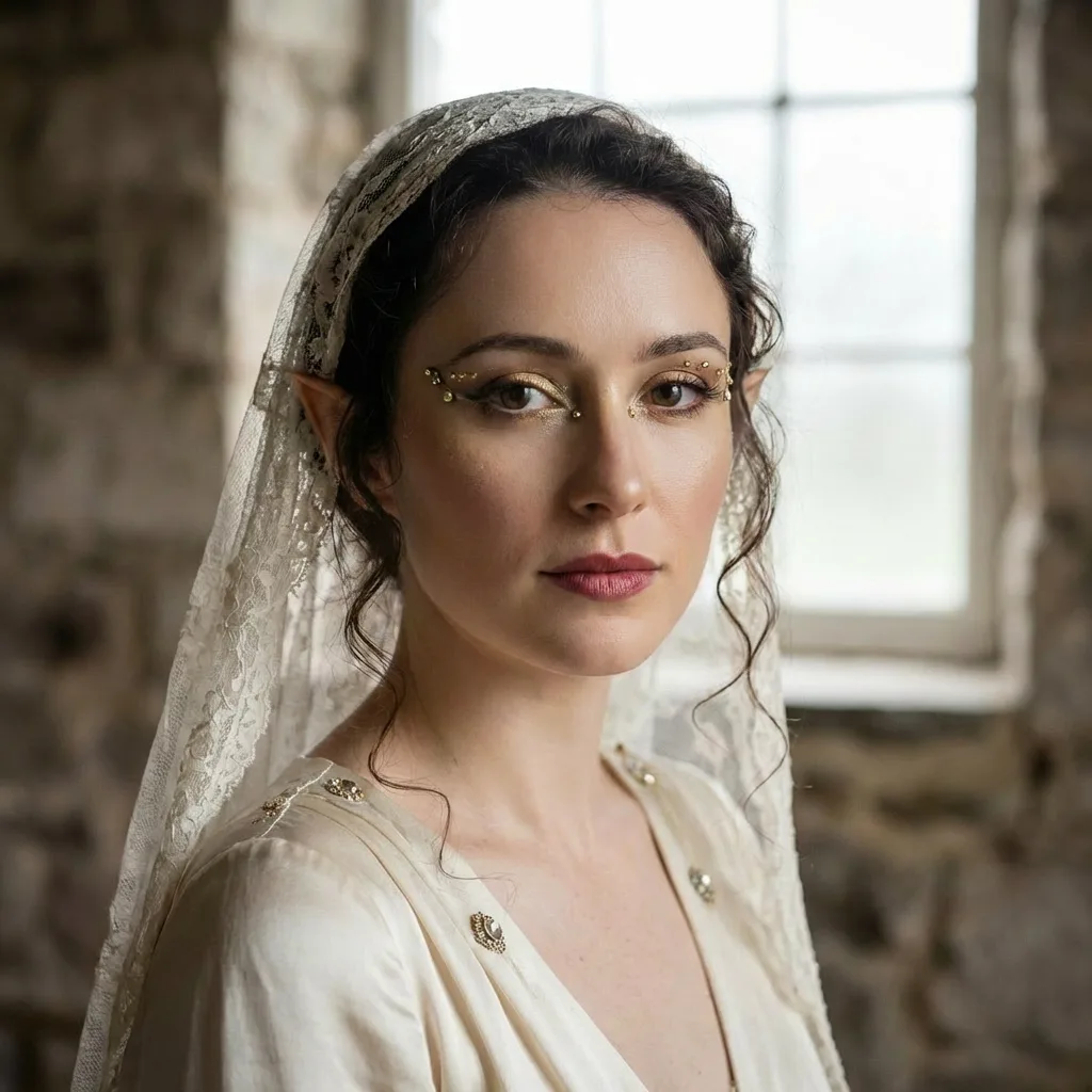 AI face swap after image: same bridal portrait with a fantasy queen face style.