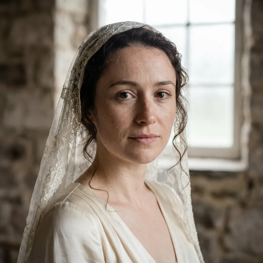 AI face swap before image: woman portrait with elegant bridal styling.
