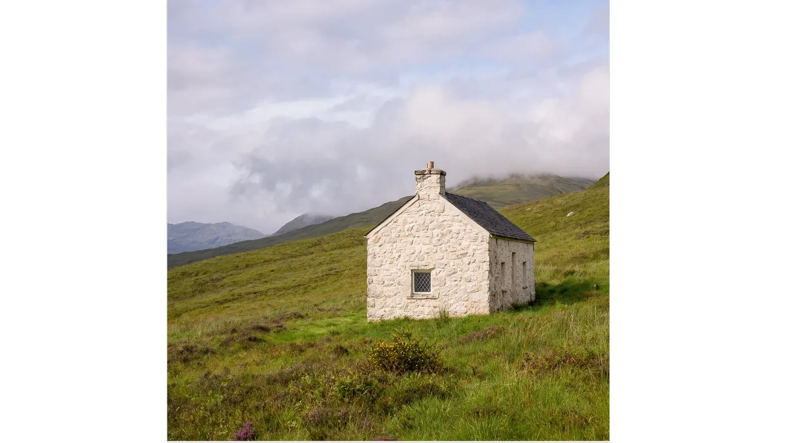 Before: Highland cottage crop expanded into a wide mountain panorama